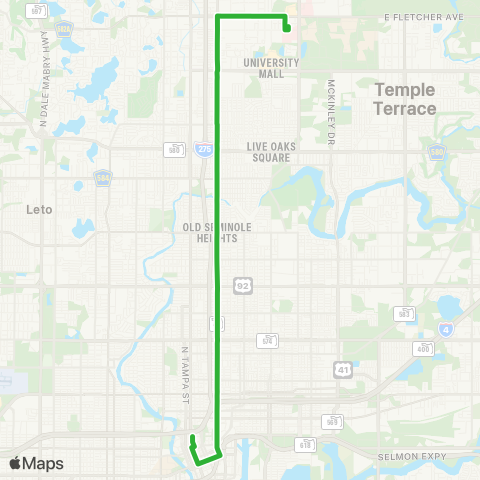 HART Nebraska Avenue (MetroRapid) map