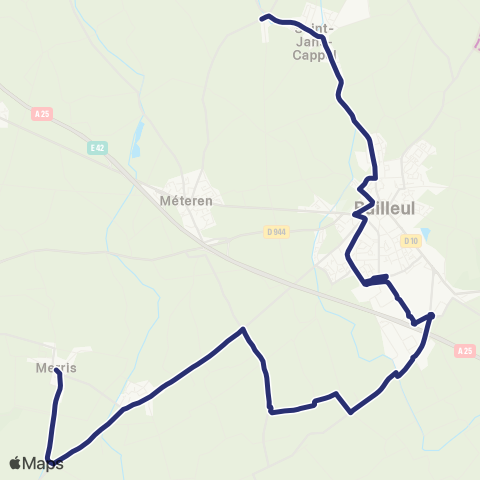 Hop Bus St Jans Cappel - Bailleul map