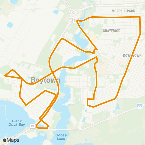 Harris County Transit Baytown - Central Route map