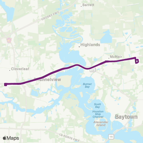 Harris County Transit Baytown Connection map