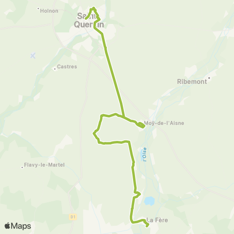 Hauts-de-France Car 02 La Fère - Vendeuil - Saint-Quentin map