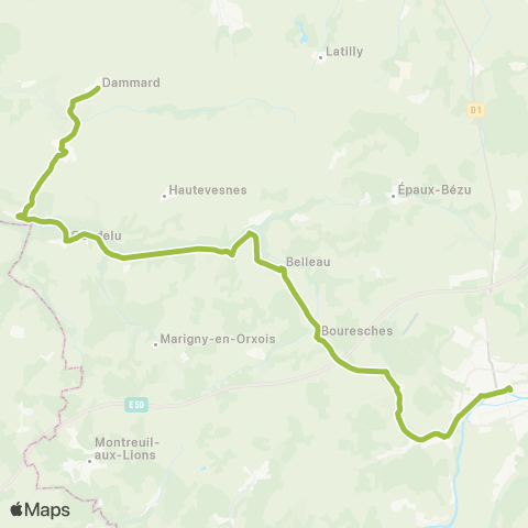 Hauts-de-France Car 02 Château Thierry - Dammard map