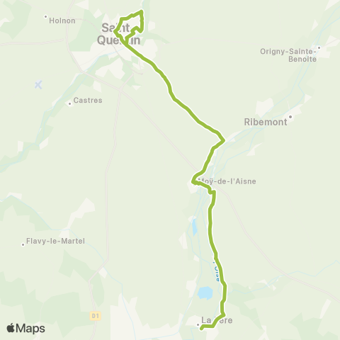 Hauts-de-France Car 02 St-Quentin - la Fère par Meziere / Oise map