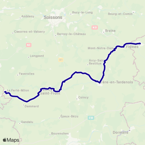Hauts-de-France Car 02 La Ferté Milon - Fismes map