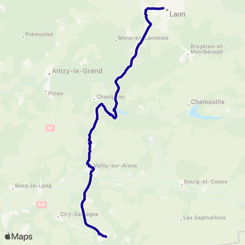 Hauts-de-France Car 02 Château Thierry - Fère en Tardenois - Laon map