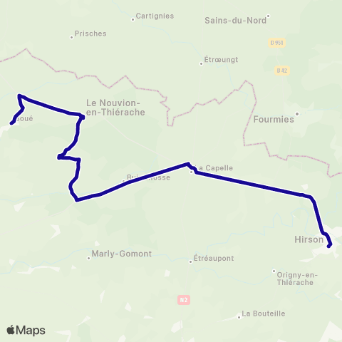 Hauts-de-France Car 02 Hirson - la Capelle - Nouvion - Bohain map