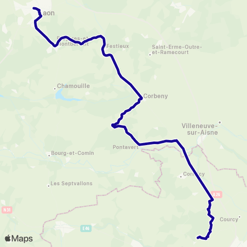 Hauts-de-France Car 02 Reims - Pontavert - Laon map