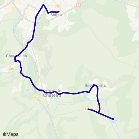 Hauts-de-France Car 02 - Scolaire Rozières sur Crise - Belleu Collège map