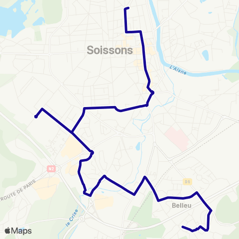 Hauts-de-France Car 02 - Scolaire Belleu - Soissons Lycée map