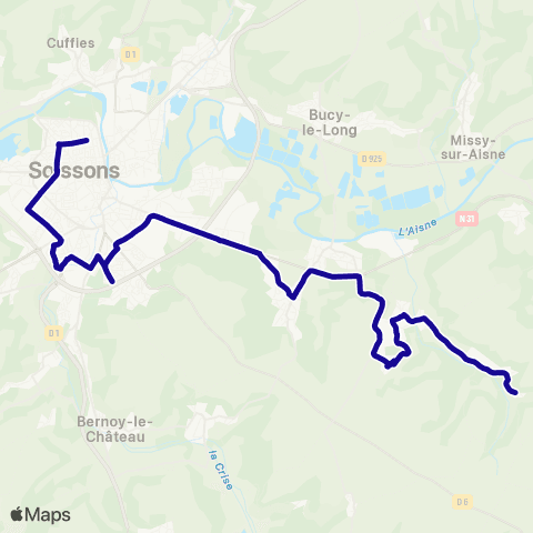 Hauts-de-France Car 02 - Scolaire Soissons Lycées - Serches map