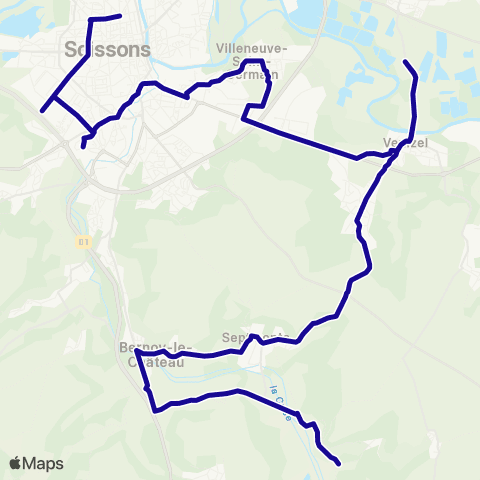 Hauts-de-France Car 02 - Scolaire Soissons - Rozières-sur-Crise map
