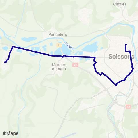 Hauts-de-France Car 02 - Scolaire Pernant - Soissons Lycée map
