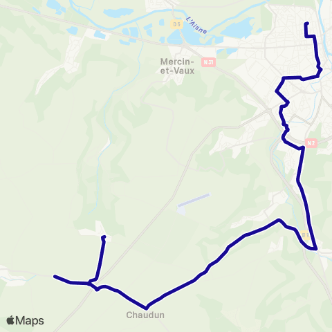 Hauts-de-France Car 02 - Scolaire Missy aux Bois - Soissons Lycée map