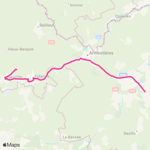 Hauts-de-France Car 59 - Nord Neuf Berquin / Merville / Lille map