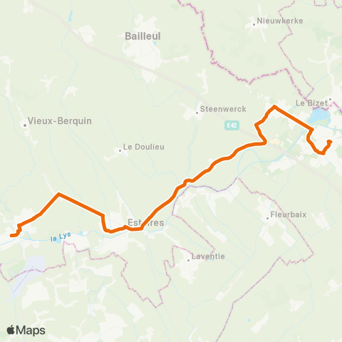 Hauts-de-France Car 59 - Nord Merville / Armentières via La Croix du Bac map