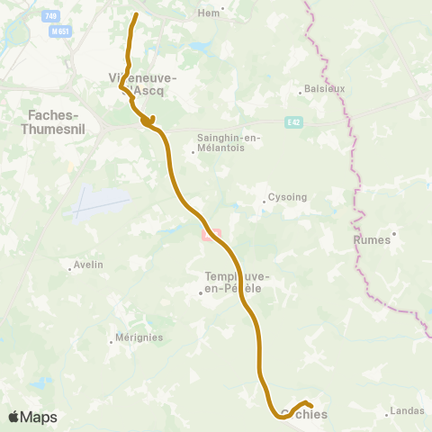 Hauts-de-France Car 59 - Nord Aniche / Orchies / Villeneuve D'Ascq map