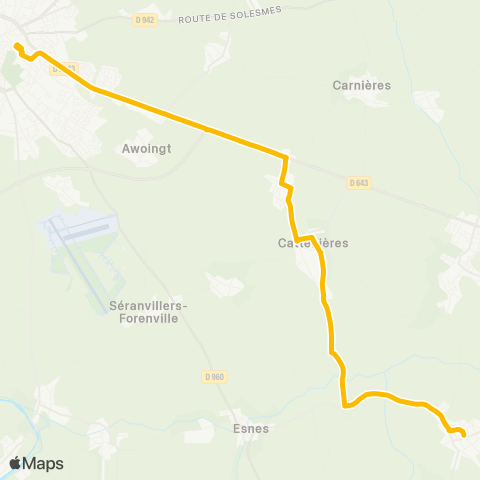Hauts-de-France Car 59 - Nord Elincourt - Cambrai map