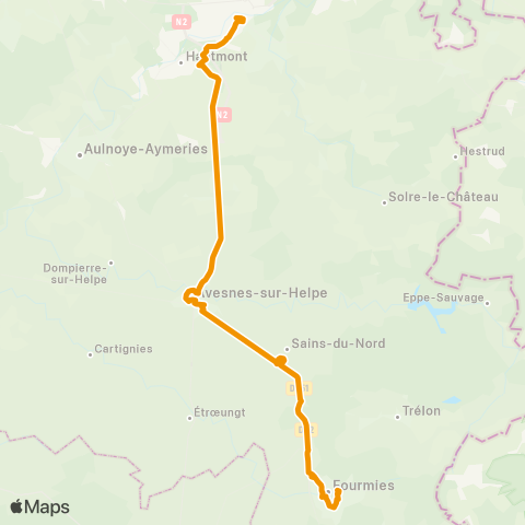 Hauts-de-France Car 59 - Nord Maubeuge - Fourmies map