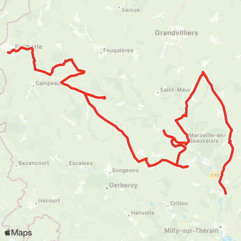 Hauts-de-France Car 60 - Lignes scolaires Collège de Formerie map