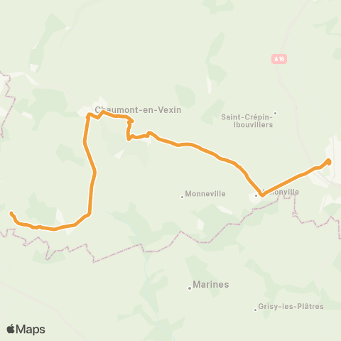 Hauts-de-France Car 60 - Lignes scolaires Chaumont en Vexin - Méru Lycée Lavoisier map