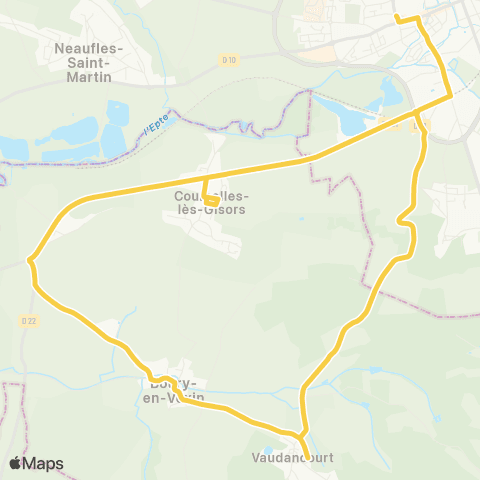 Hauts-de-France Car 60 - Lignes scolaires Vaudancourt-Courcelles les Gisors-Boury en Vexin map