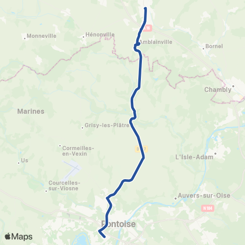 Hauts-de-France Car 60 Méru - Cergy map
