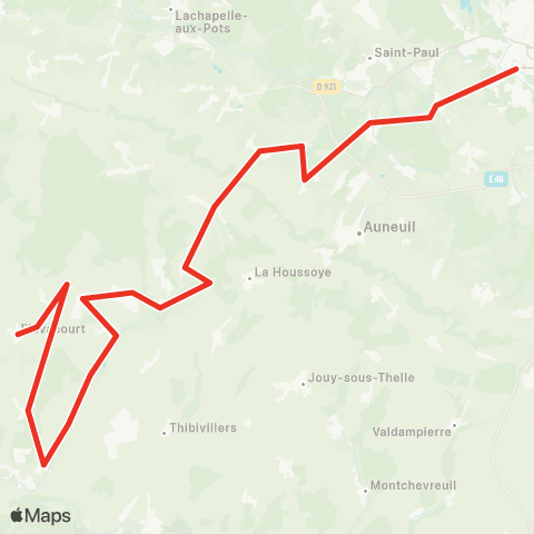 Hauts-de-France Car 60 - Lignes scolaires Flavacourt - Labosse - Beauvais map