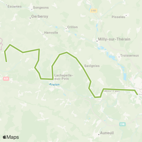 Hauts-de-France Car 60 Villers sur Auchy - Beauvais map