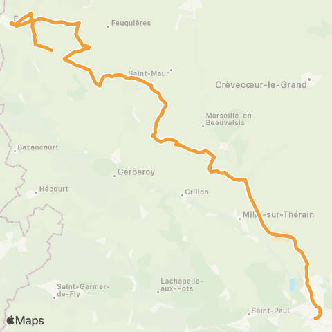 Hauts-de-France Car 60 - Lignes scolaires Formerie - Beauvais map