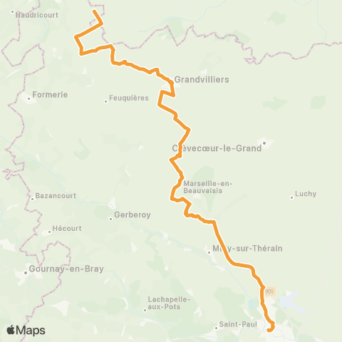 Hauts-de-France Car 60 - Lignes scolaires Fouilloy - Beauvais map