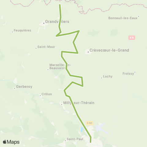 Hauts-de-France Car 60 Lavacquerie - Beauvais map