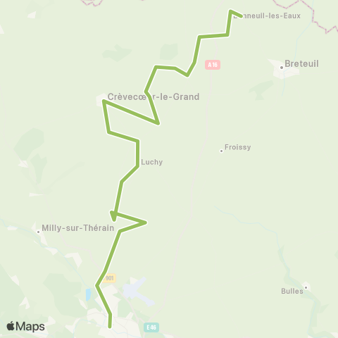 Hauts-de-France Car 60 Bonneuil les Eaux - Beauvais map