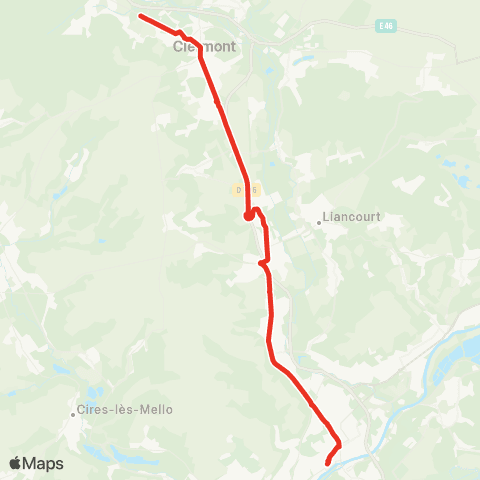 Hauts-de-France Car 60 - Lignes scolaires Établissements de Clermont - Agnetz - Breuil le vert map