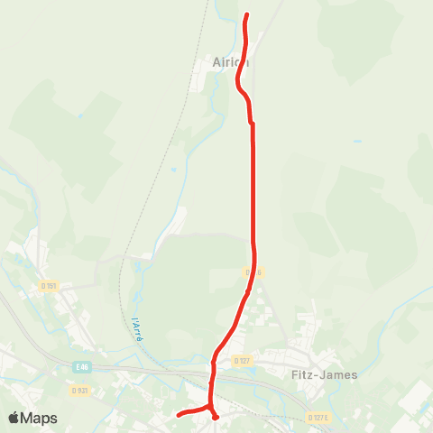 Hauts-de-France Car 60 - Lignes scolaires Établissements de Clermont - Agnetz - Breuil le vert map