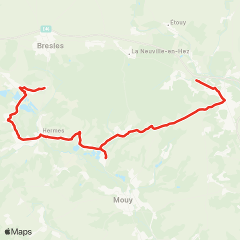 Hauts-de-France Car 60 - Lignes scolaires Établissements de Clermont - Agnetz - Breuil le vert map