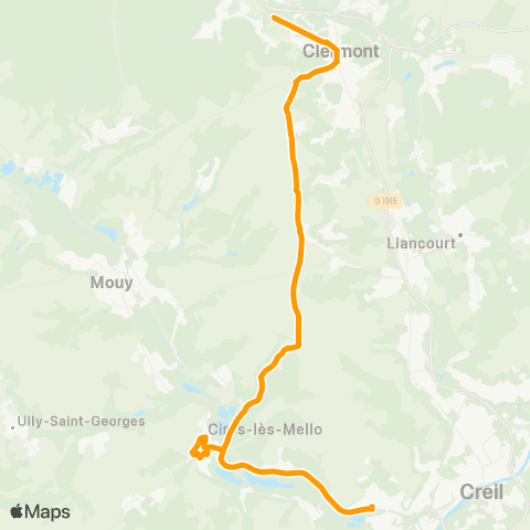 Hauts-de-France Car 60 - Lignes scolaires Établissements de Clermont - Agnetz - Breuil le vert map