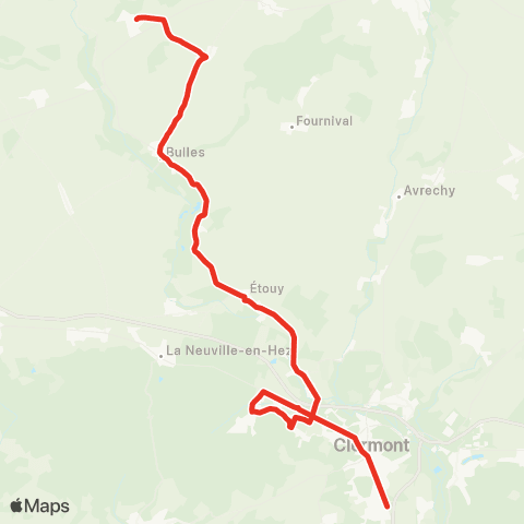 Hauts-de-France Car 60 - Lignes scolaires Établissements de Clermont - Agnetz - Breuil le vert map