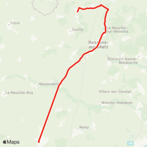 Hauts-de-France Car 60 - Lignes scolaires Collège d'Estrées Saint Denis map