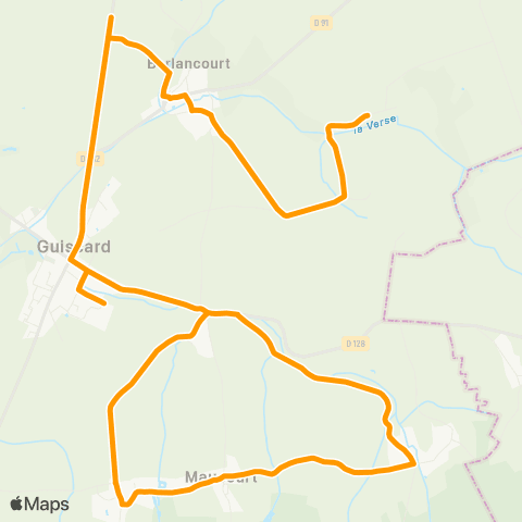 Hauts-de-France Car 60 - Lignes scolaires Collège de Guiscard map