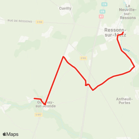 Hauts-de-France Car 60 - Lignes scolaires Collège de Ressons sur Matz map