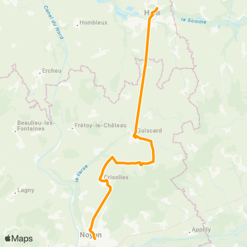 Hauts-de-France Car 60 - Lignes scolaires Lycée de Ham map