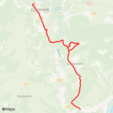 Hauts-de-France Car 60 - Lignes scolaires Établissements de Clermont - Agnetz - Breuil le vert map