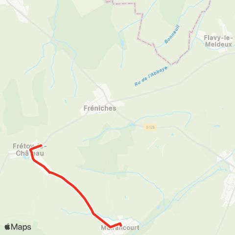 Hauts-de-France Car 60 - Lignes scolaires Flavy le Meldeux-Freniches-Fretoy le Château-Muirancourt-Libermont map