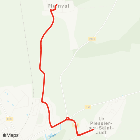 Hauts-de-France Car 60 - Lignes scolaires Plainval-le Plessier sur Saint Just map