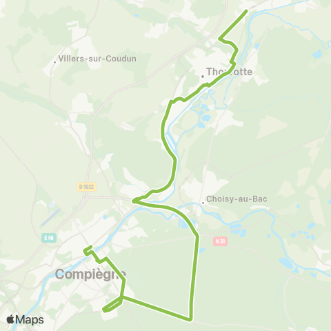 Hauts-de-France Car 60 Thourotte - Compiègne map