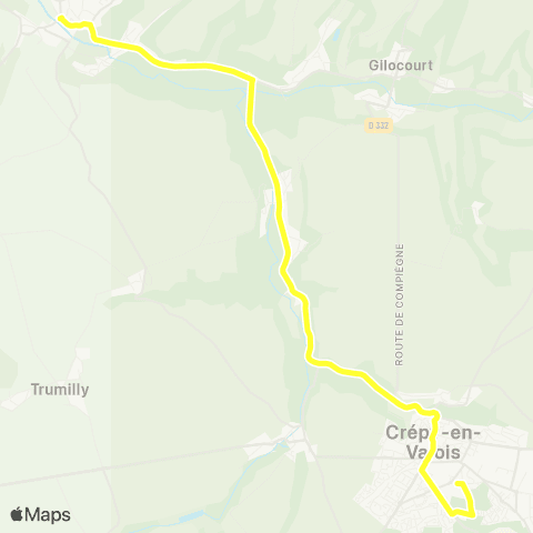 Hauts-de-France Car 60 - Lignes scolaires Établissements de Crépy-en-Valois map