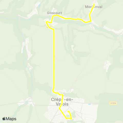 Hauts-de-France Car 60 - Lignes scolaires Établissements de Crépy-en-Valois map