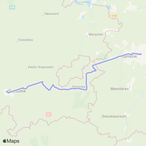 Hauts-de-France Car 62 Bapaume / Cambrai map