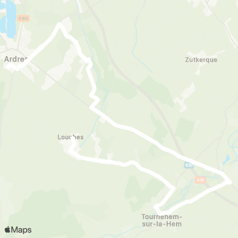 Hauts-de-France Car 62 - Lignes scolaires Clg de l'Europe [Sud] / Ardres map