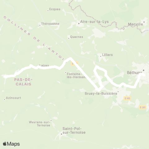 Hauts-de-France Car 62 - Lignes scolaires Étbs privés / Fruges / Radinghem map